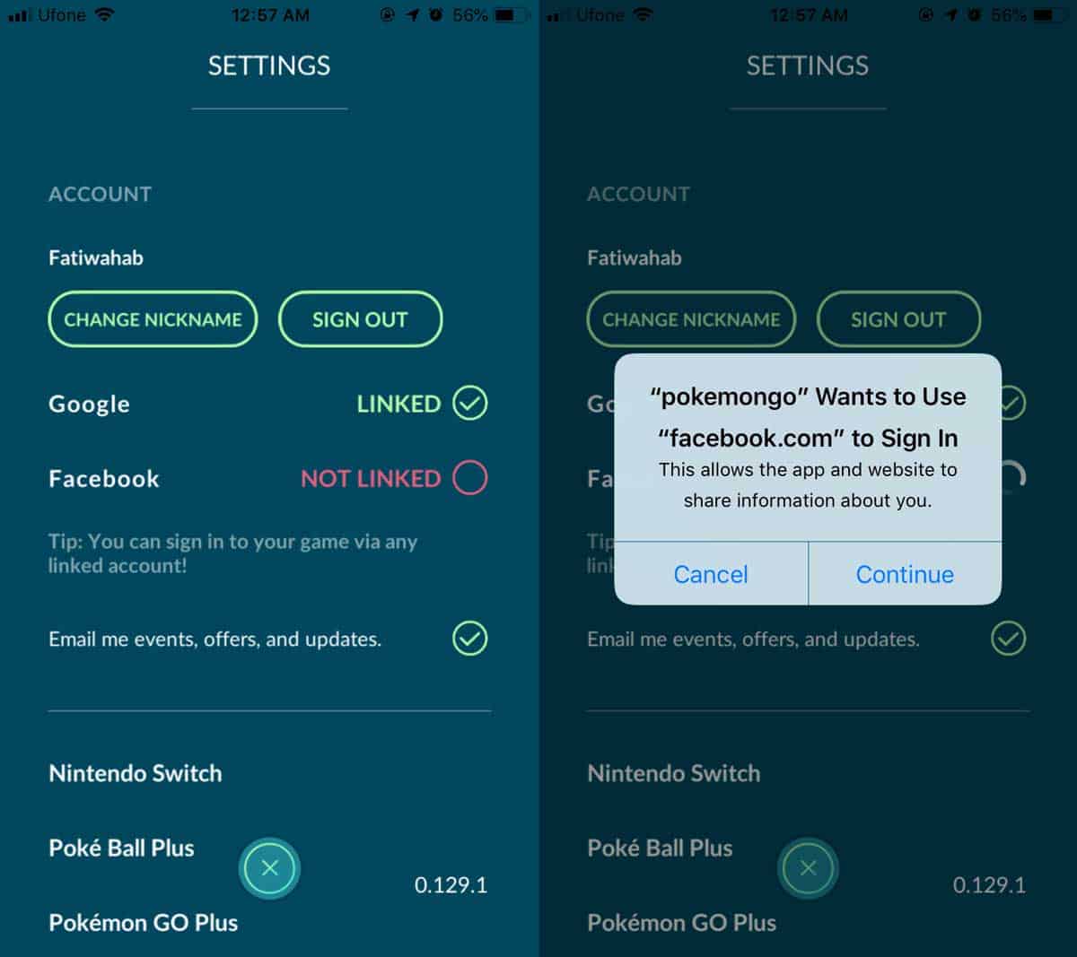 Pokemon GO adding Facebook account linking and login updates