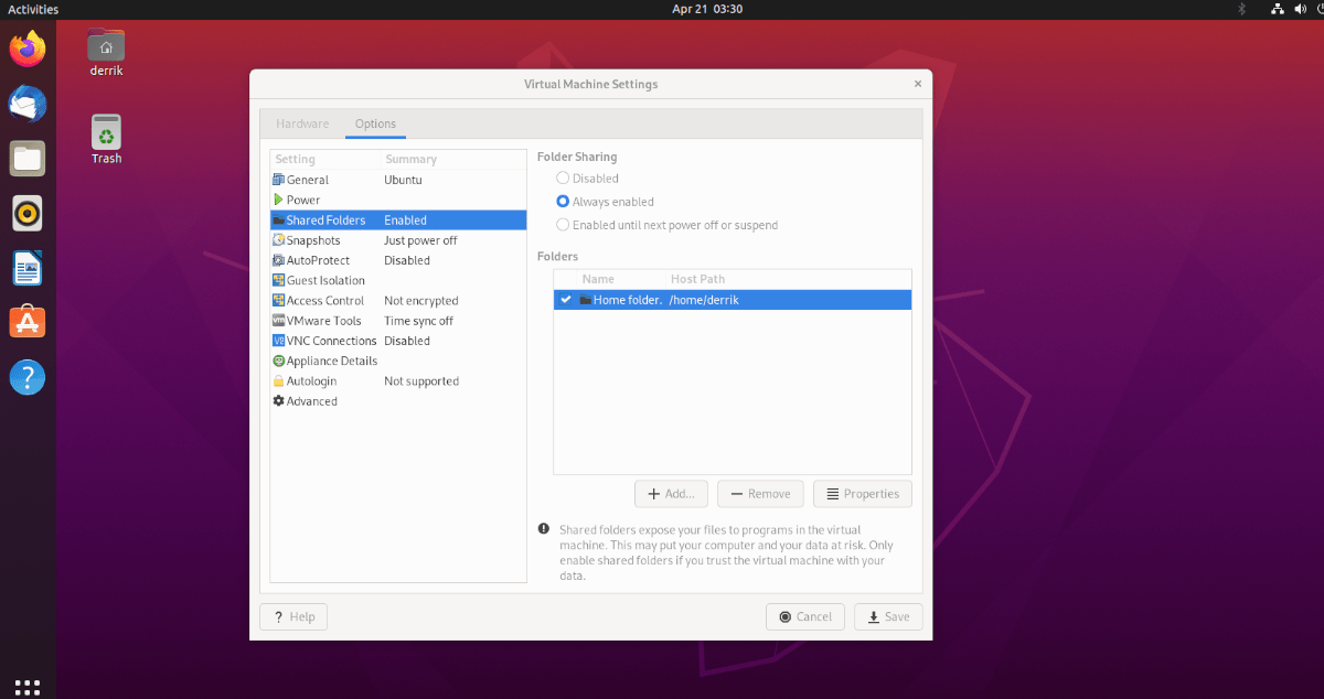 VMWare shared folder on Ubuntu