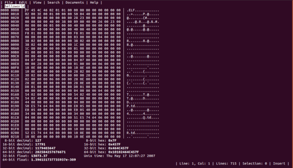  hex editor on Kali Linux